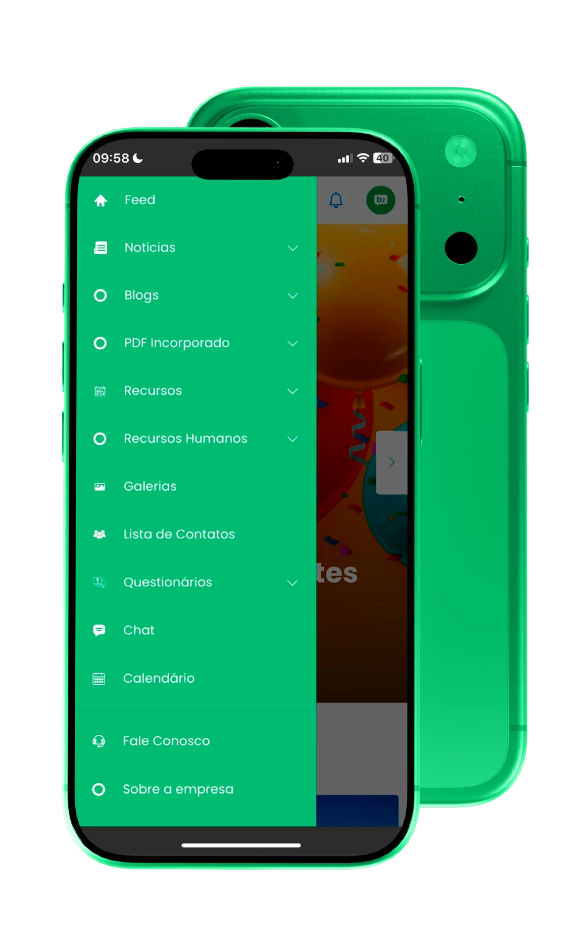 Mockup do aplicativo de comunicação interna B2