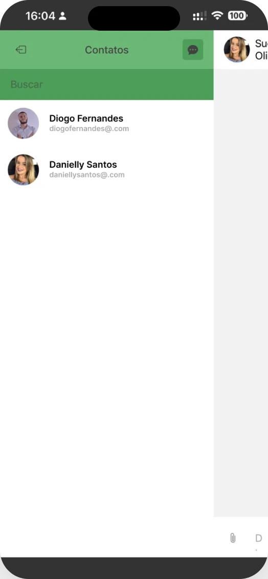 Chat corporativo em uso