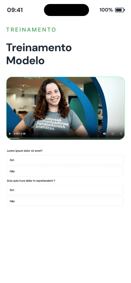 Tela de treinamentos