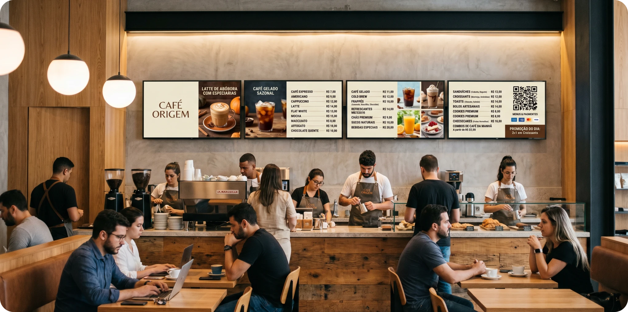 Menu board em lanchonete