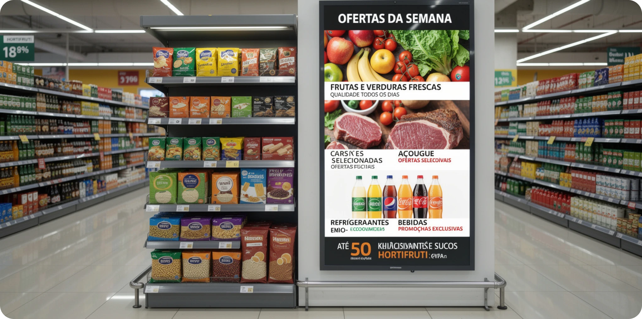 Display em gôndola de supermercado